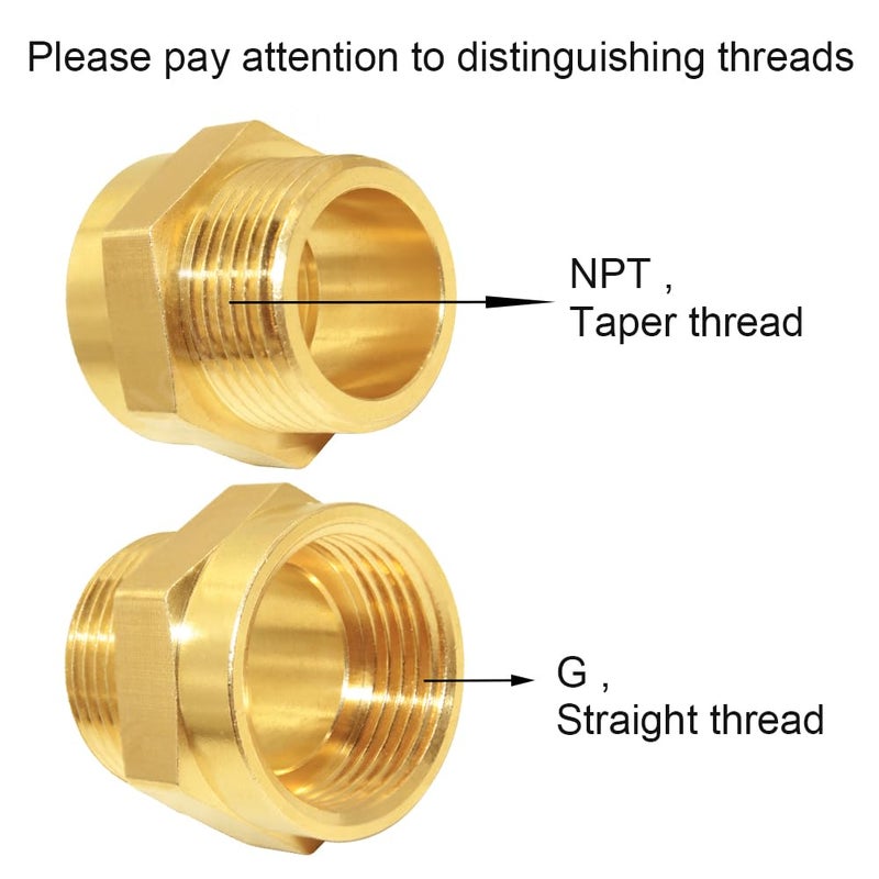 Joywayus Brass Fitting 1" G Thread FemaleÃ—1" NPT Thread Male Brass Pipe Fitting Adapter - Image 3